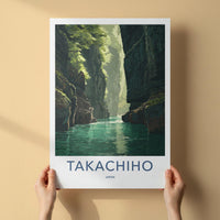 Takachiho Poster - Japan Travel Art - Emerald Gorge Waters Home Decor