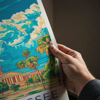 Tallahassee Poster - Florida Travel Art - Capitol vibrant sky Home Decor