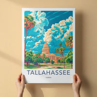 Tallahassee Poster - Florida Travel Art - Capitol vibrant sky Home Decor