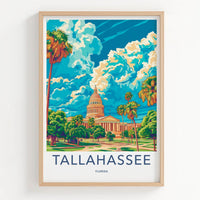 Tallahassee Poster - Florida Travel Art - Capitol vibrant sky Home Decor