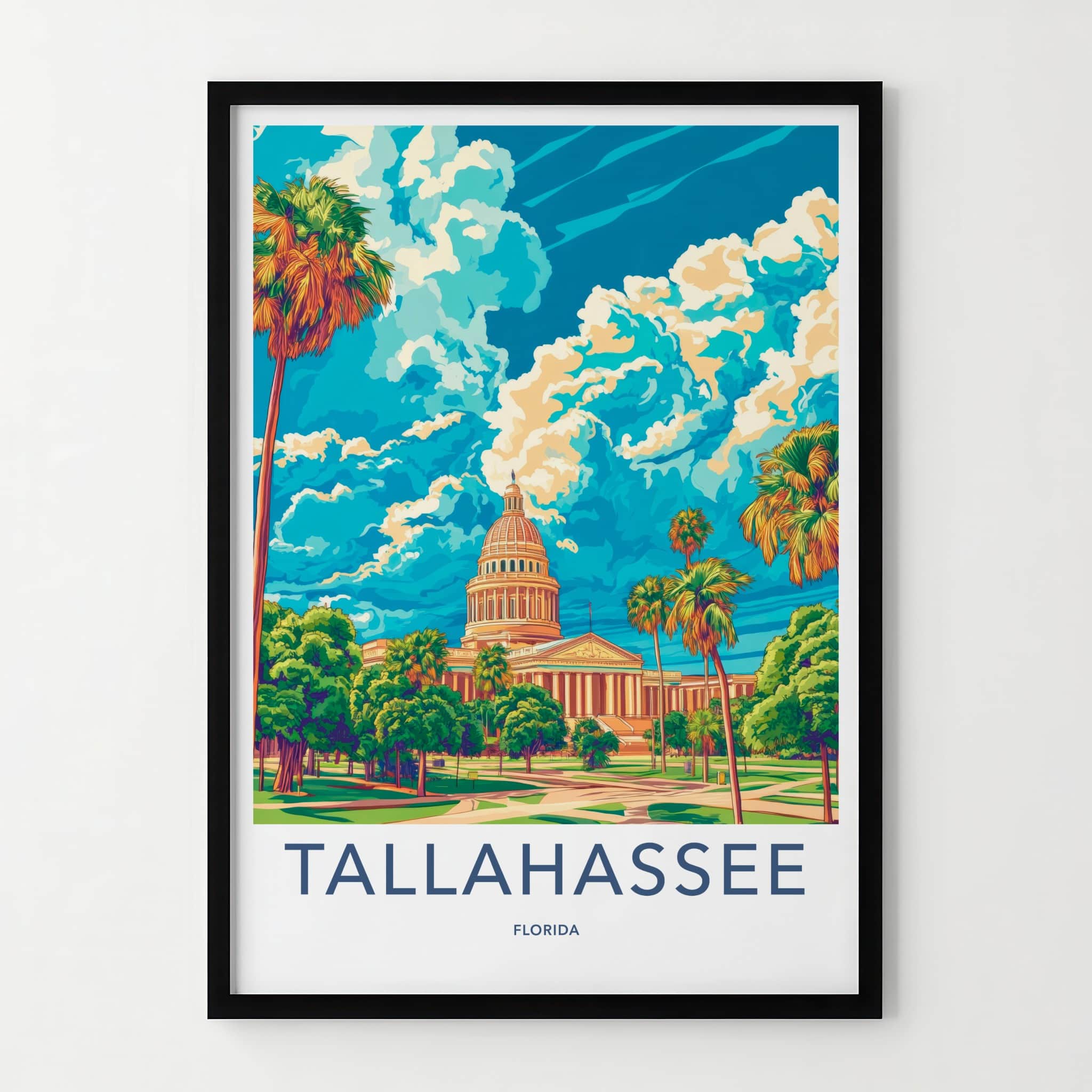 Tallahassee Poster - Florida Travel Art - Capitol vibrant sky Home Decor