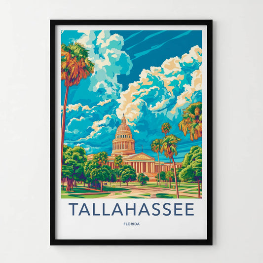 Tallahassee Poster - Florida Travel Art - Capitol vibrant sky Home Decor
