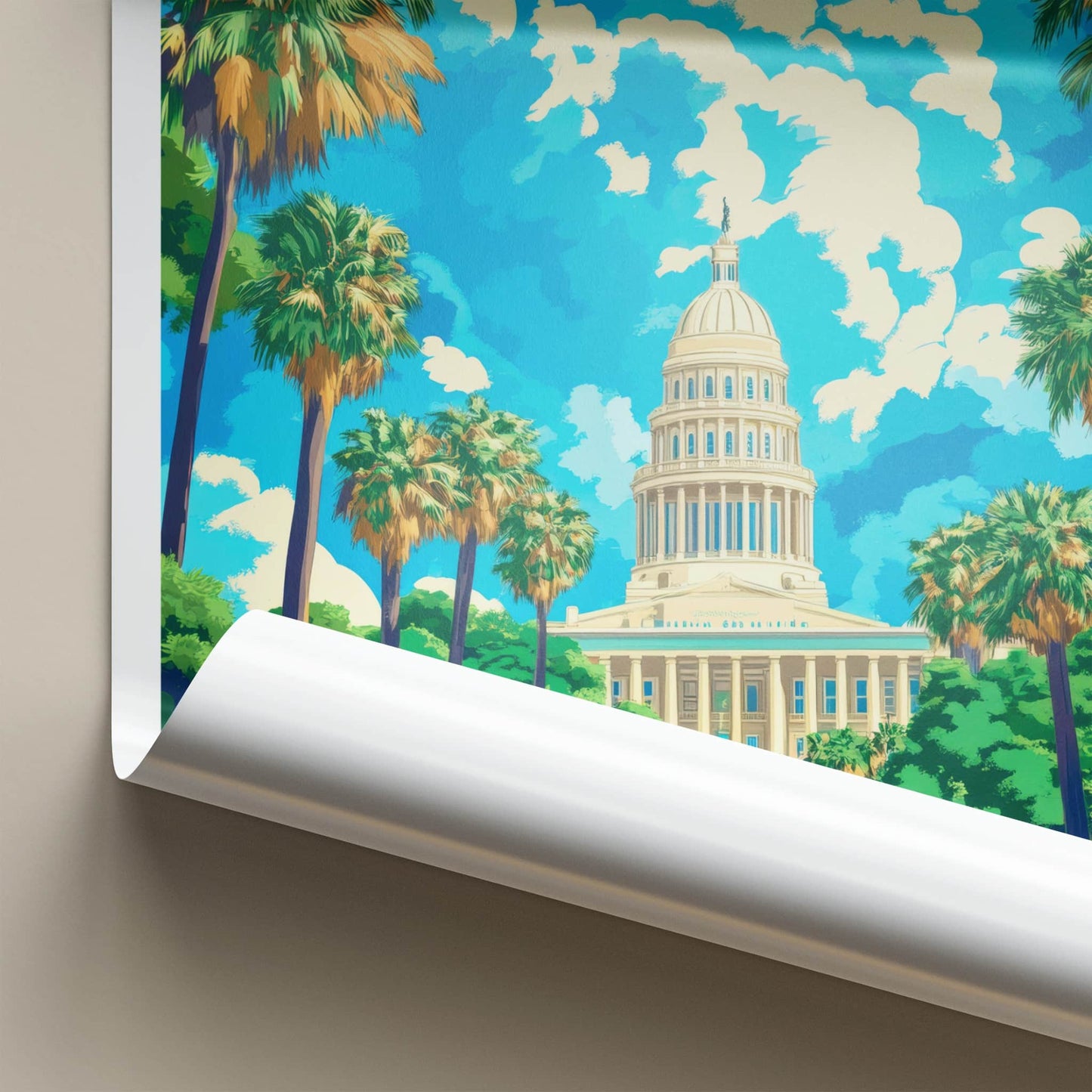 Tallahassee Poster - Florida Travel Art - State Capitol Palms Home Decor