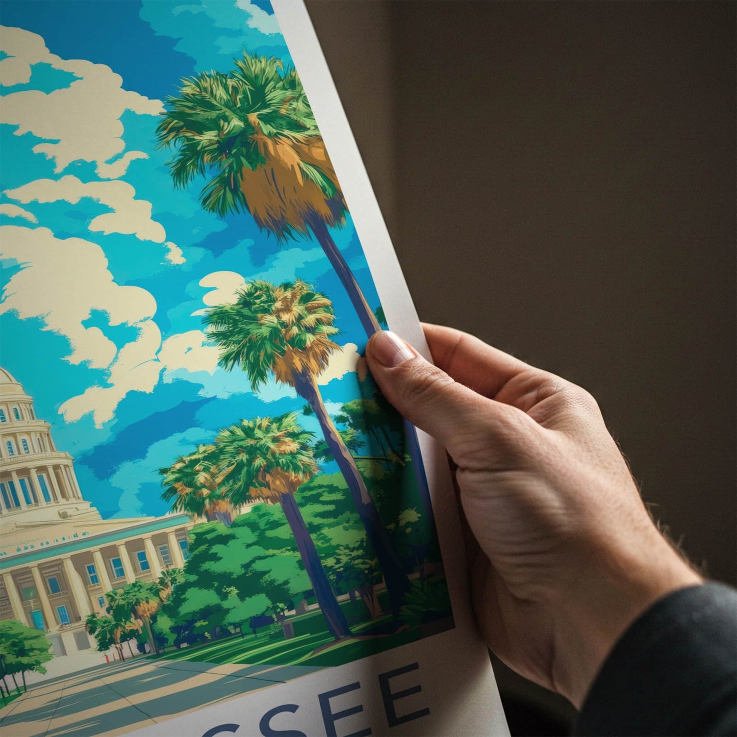 Tallahassee Poster - Florida Travel Art - State Capitol Palms Home Decor