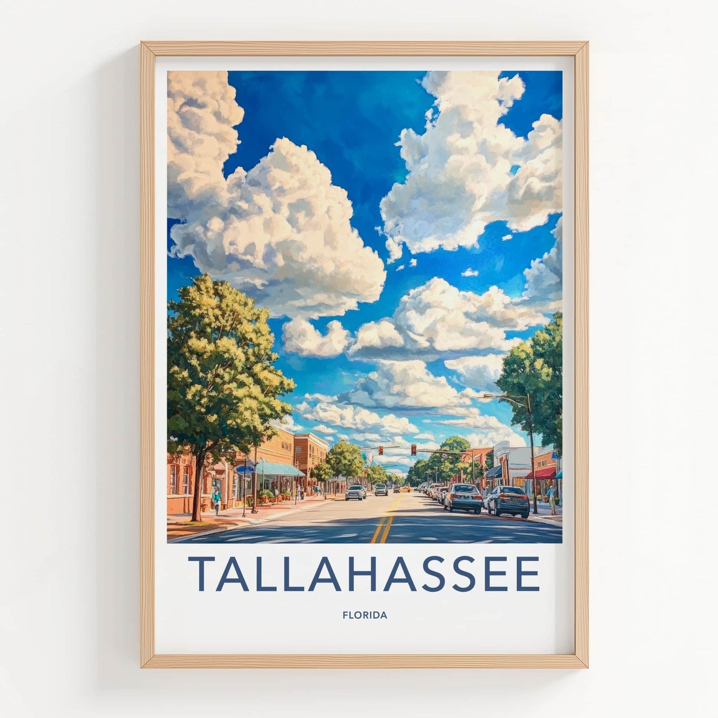 Tallahassee Poster - Florida Travel Art - Vibrant City Street Home Decor