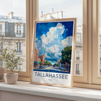 Tallahassee Poster - Florida Wall Art - Cloudy Street Scene Home Decor