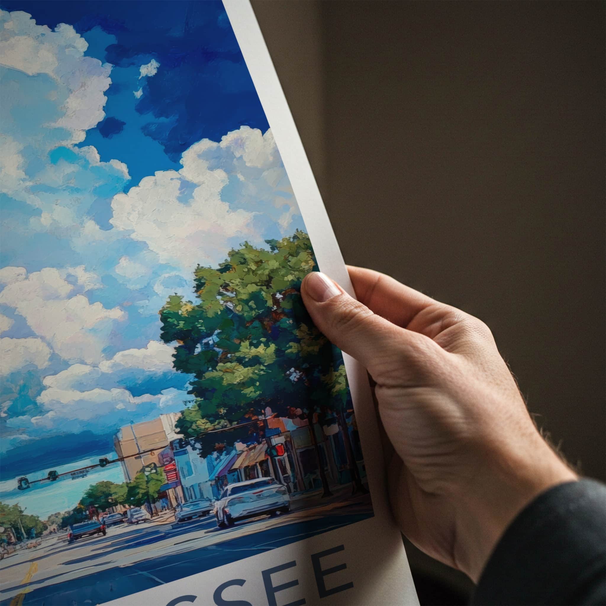 Tallahassee Poster - Florida Wall Art - Cloudy Street Scene Home Decor