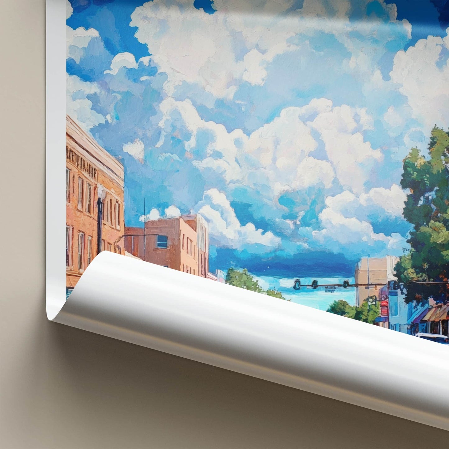 Tallahassee Poster - Florida Wall Art - Cloudy Street Scene Home Decor