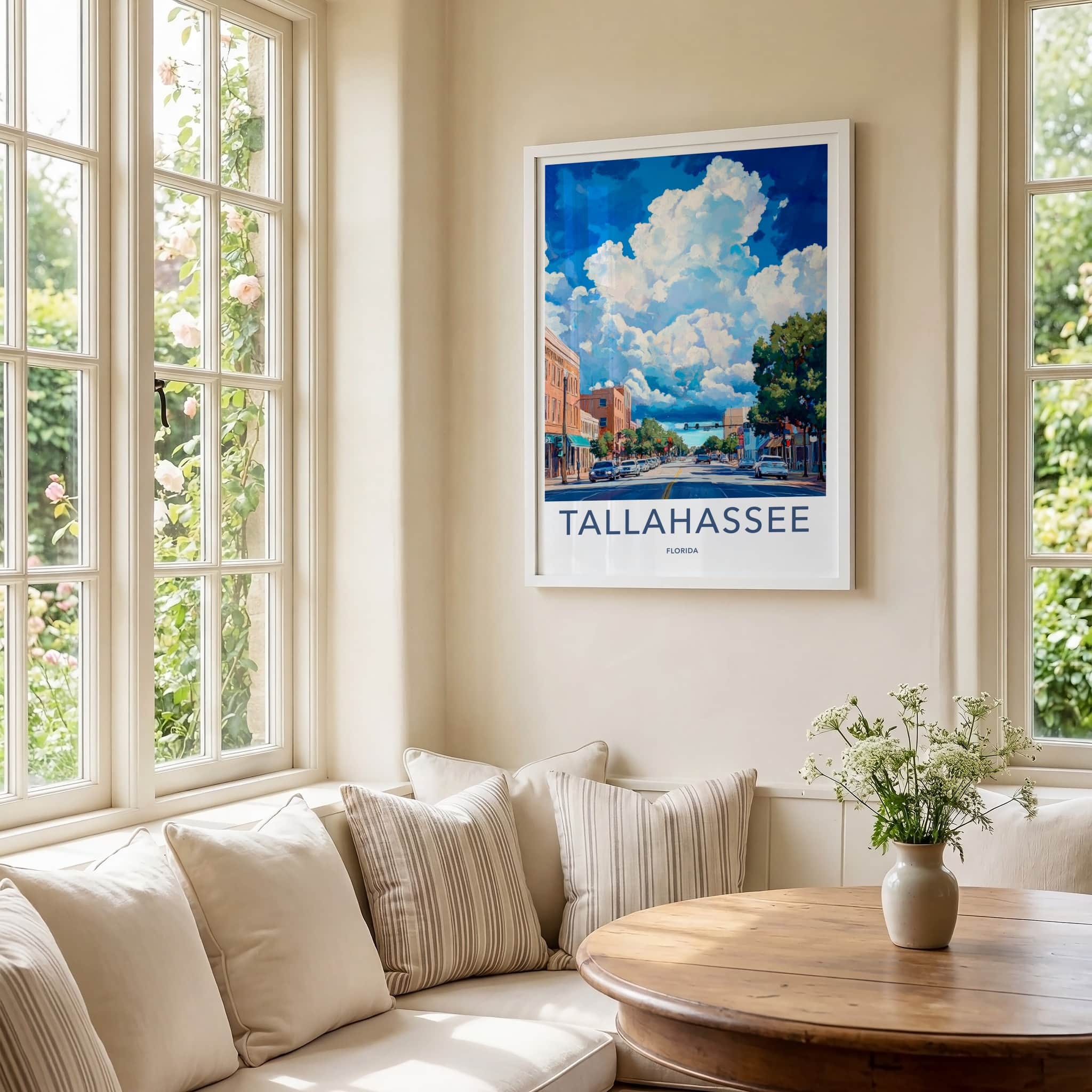 Tallahassee Poster - Florida Wall Art - Cloudy Street Scene Home Decor