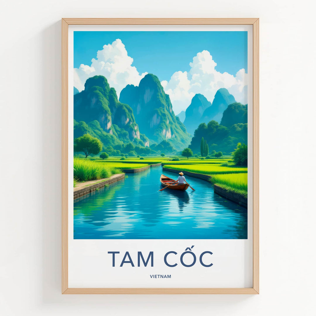 Tam Coc Poster - Vietnam Travel Art - Boat River Mountains Home Decor