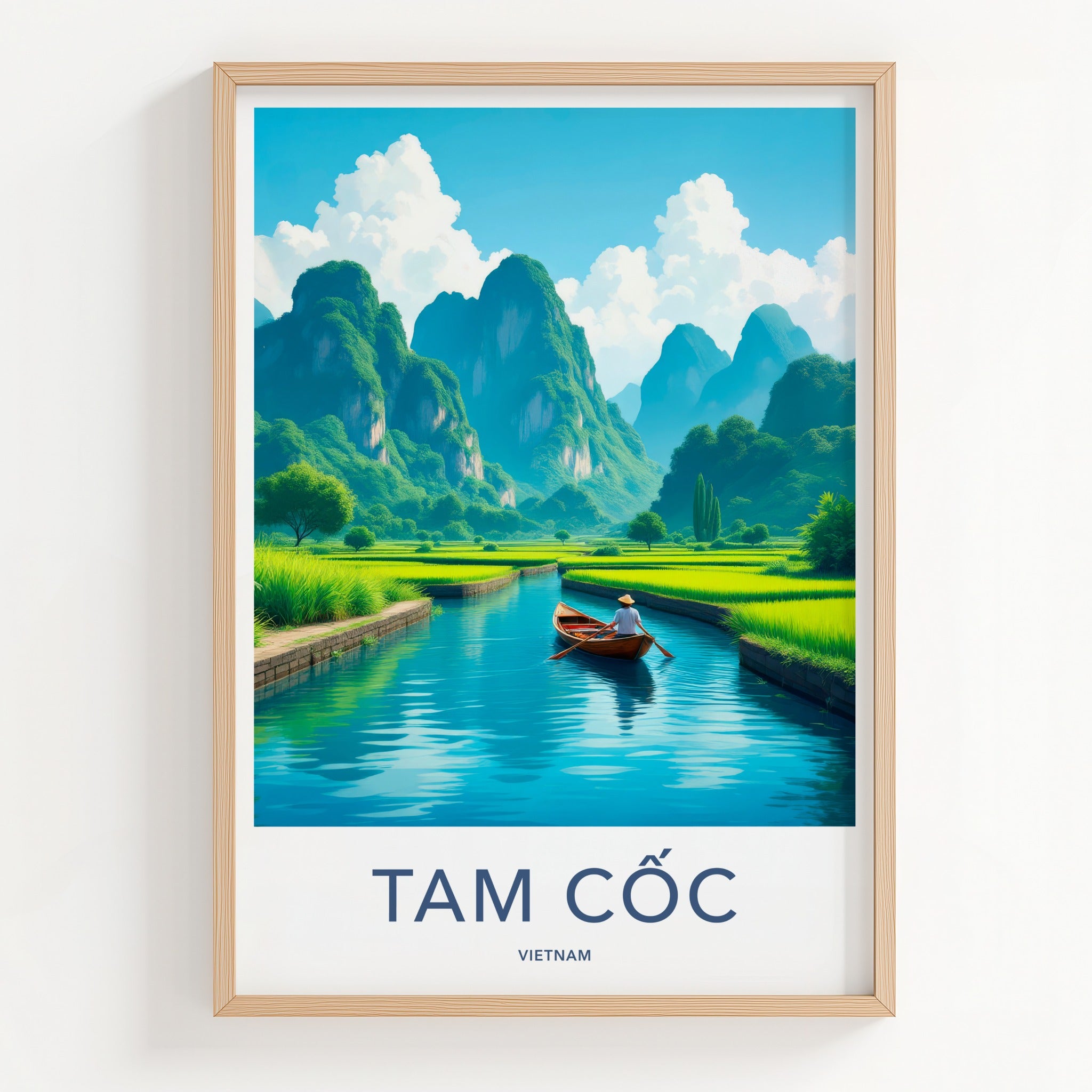 Tam Coc Poster - Vietnam Travel Art - Boat River Mountains Home Decor
