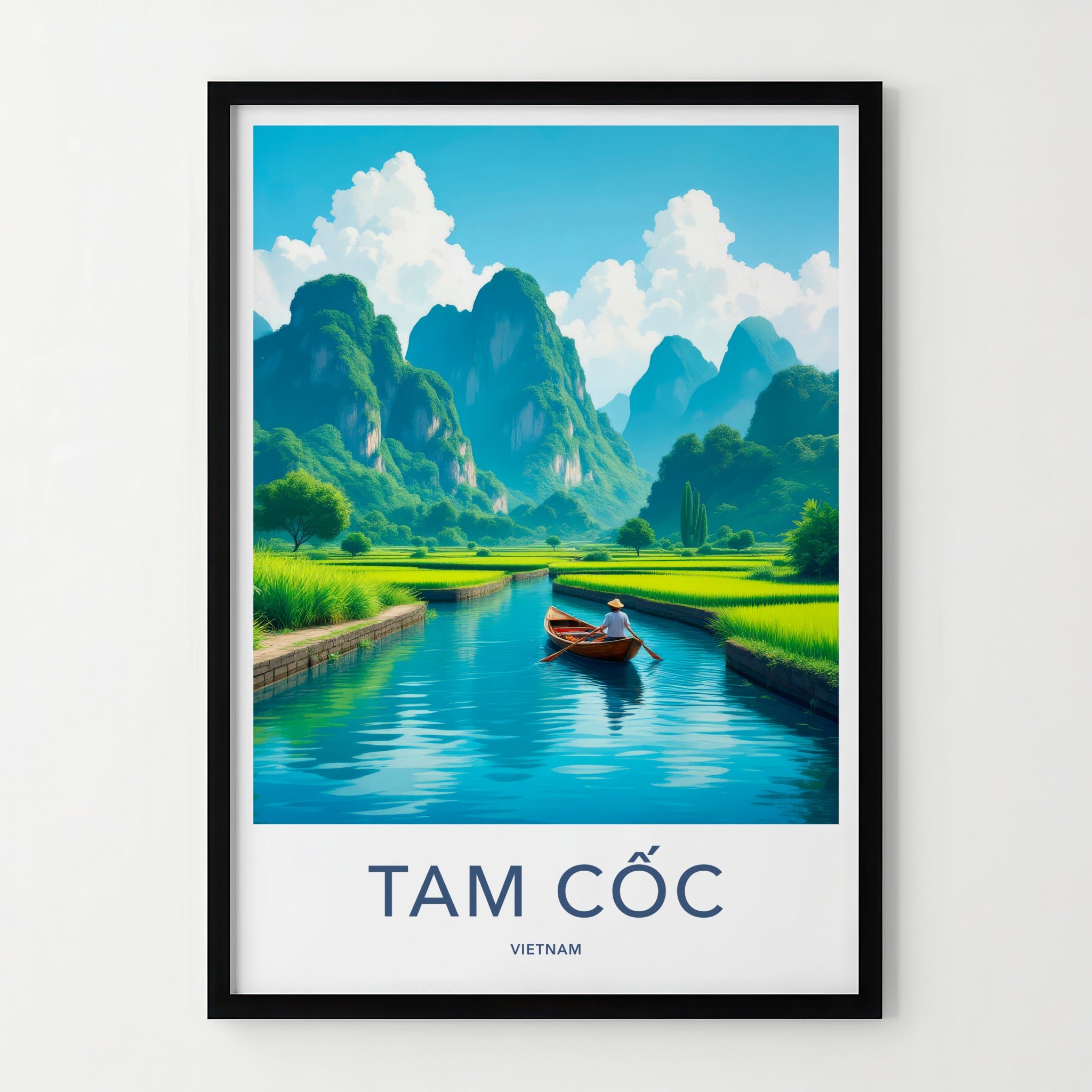 Tam Coc Poster - Vietnam Travel Art - Boat River Mountains Home Decor