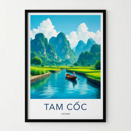Tam Coc Poster - Vietnam Travel Art - Boat River Mountains Home Decor