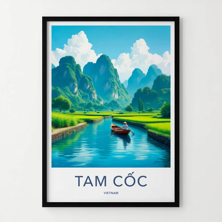 Tam Coc Poster - Vietnam Travel Art - Boat River Mountains Home Decor