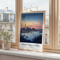Tamaki Makaurau Poster - New Zealand Travel Art - Harbor City Skyline Home Decor