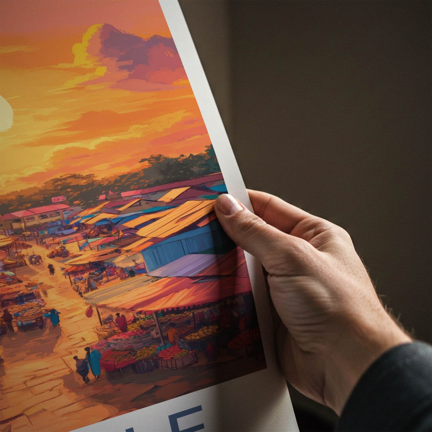 Tamale Poster - Ghana Travel Art - Golden Market Scene Home Decor