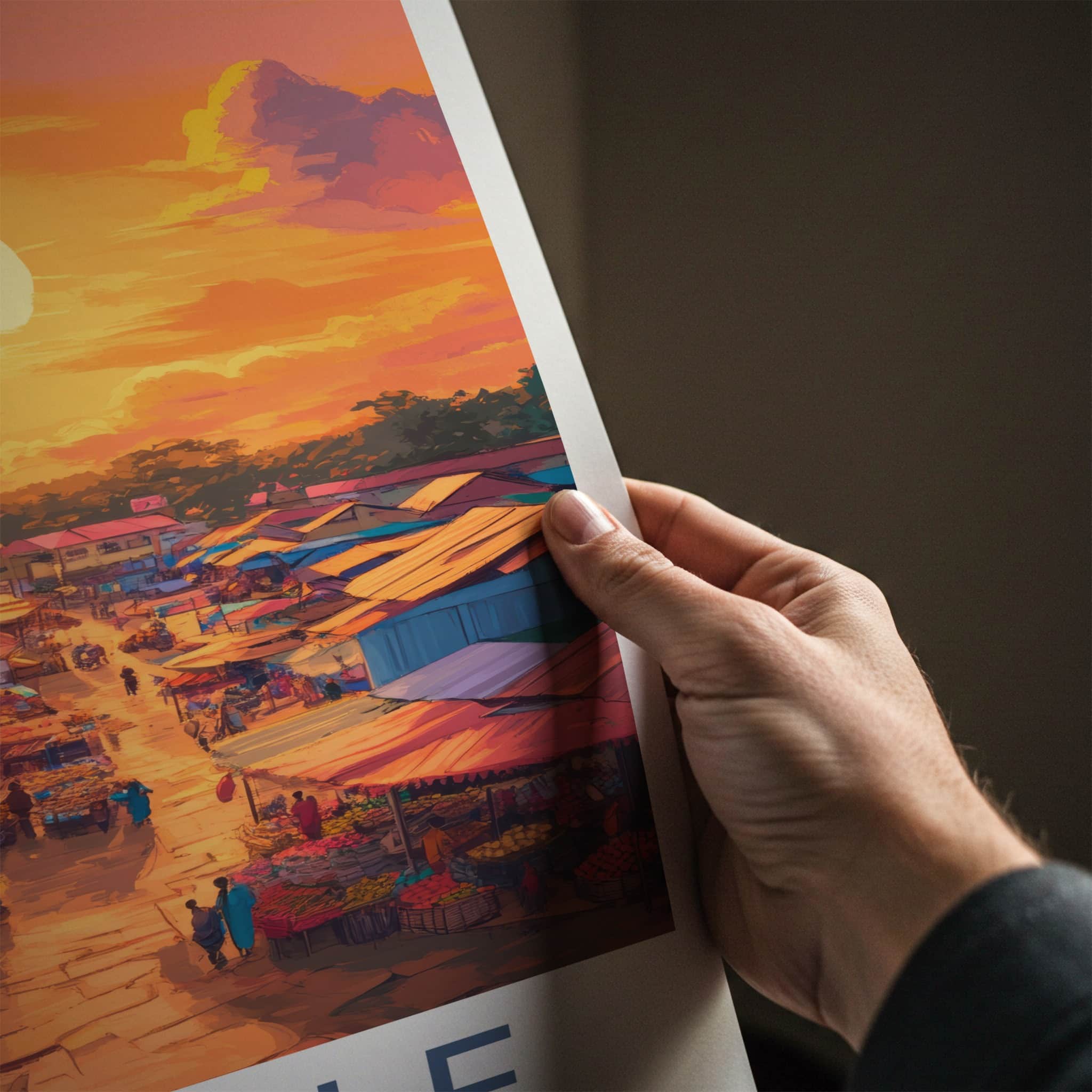 Tamale Poster - Ghana Travel Art - Golden Market Scene Home Decor