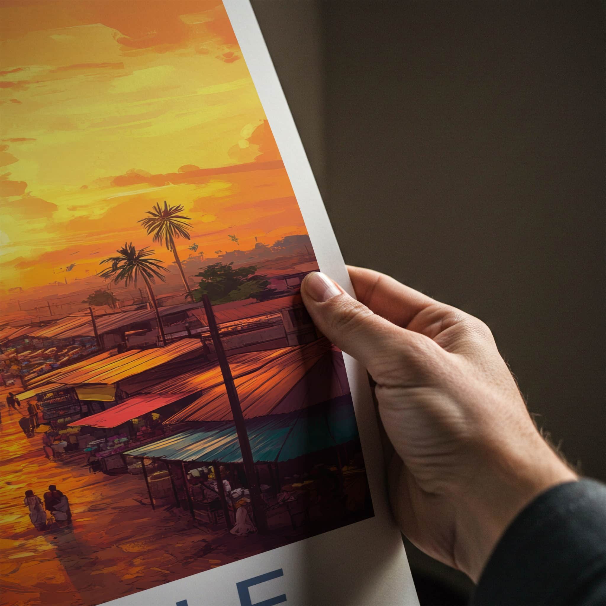 Tamale Poster - Ghana Travel Art - Golden Market Street Home Decor
