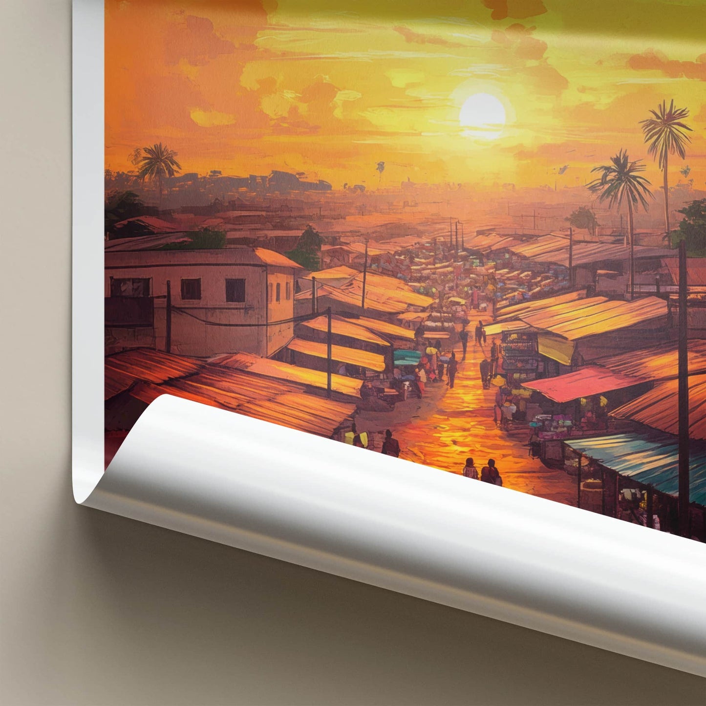 Tamale Poster - Ghana Travel Art - Golden Market Street Home Decor