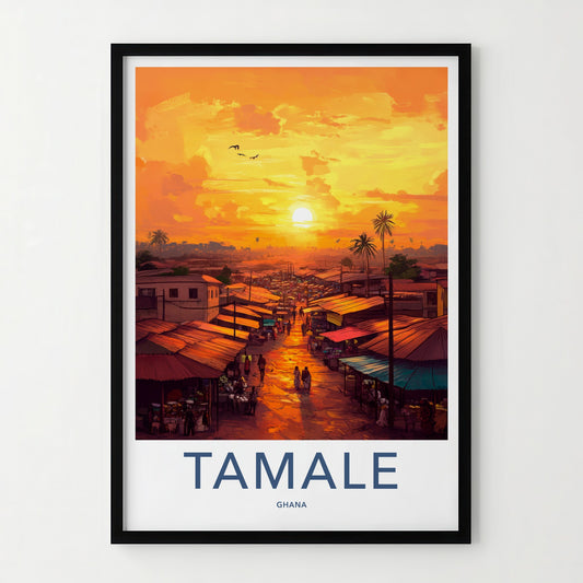 Tamale Poster - Ghana Travel Art - Golden Market Street Home Decor