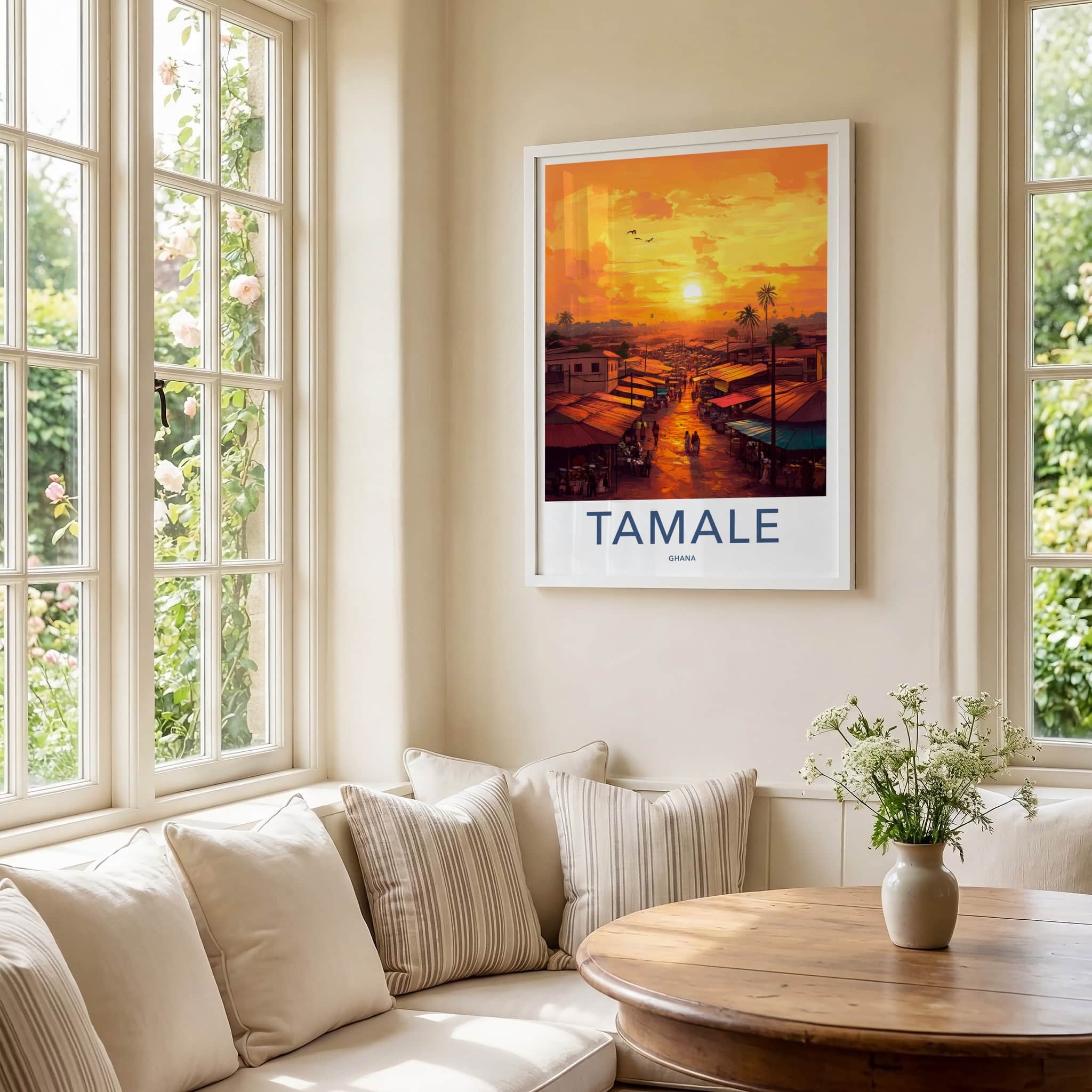 Tamale Poster - Ghana Travel Art - Golden Market Street Home Decor