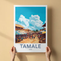 Tamale Poster - Ghana Travel Art - Lively Outdoor Market Home Decor