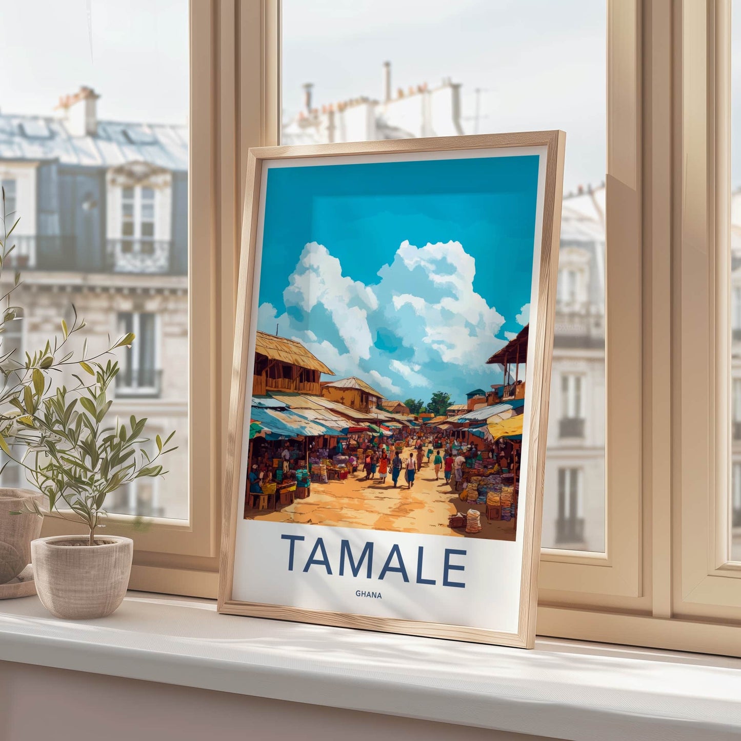 Tamale Poster - Ghana Travel Art - Lively Outdoor Market Home Decor