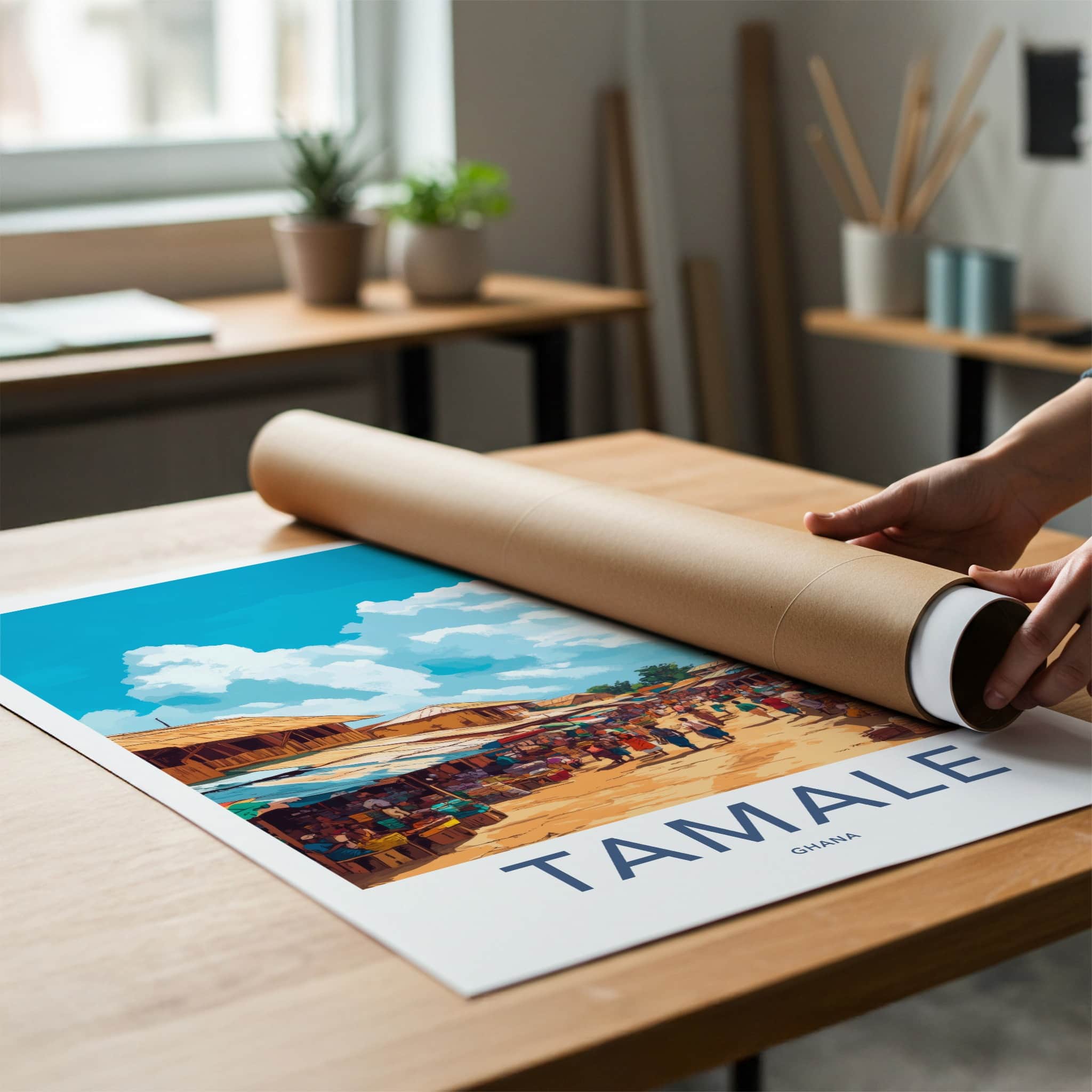 Tamale Poster - Ghana Travel Art - Lively Outdoor Market Home Decor