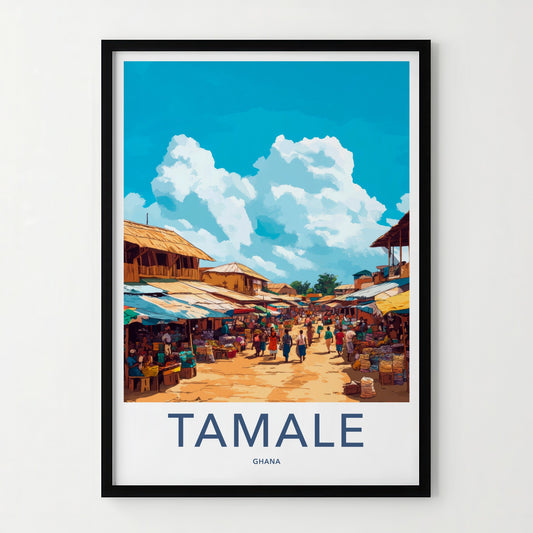 Tamale Poster - Ghana Travel Art - Lively Outdoor Market Home Decor