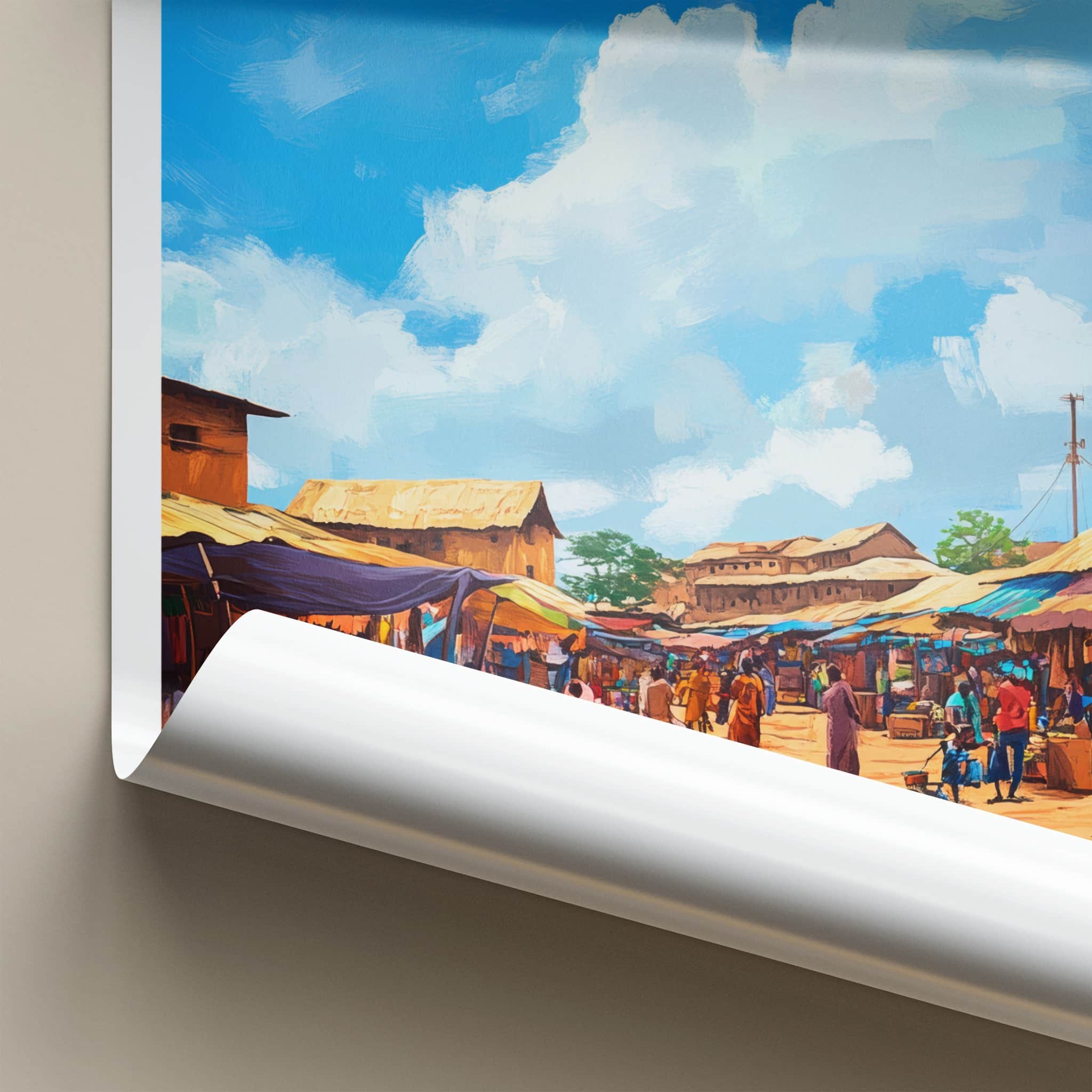 Tamale Poster - Ghana Travel Art - Vibrant Market Scene Home Decor