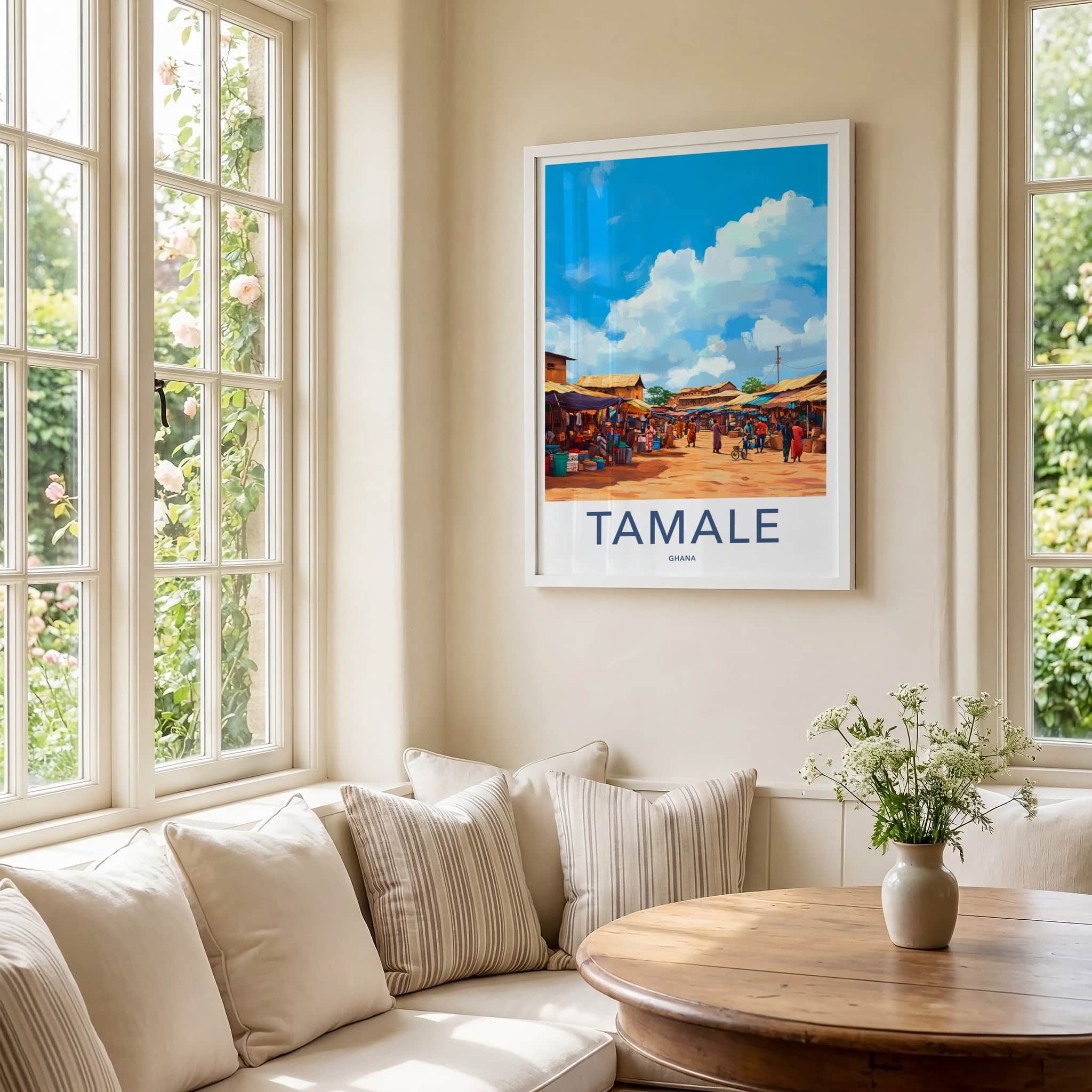Tamale Poster - Ghana Travel Art - Vibrant Market Scene Home Decor