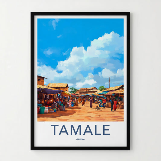 Tamale Poster - Ghana Travel Art - Vibrant Market Scene Home Decor