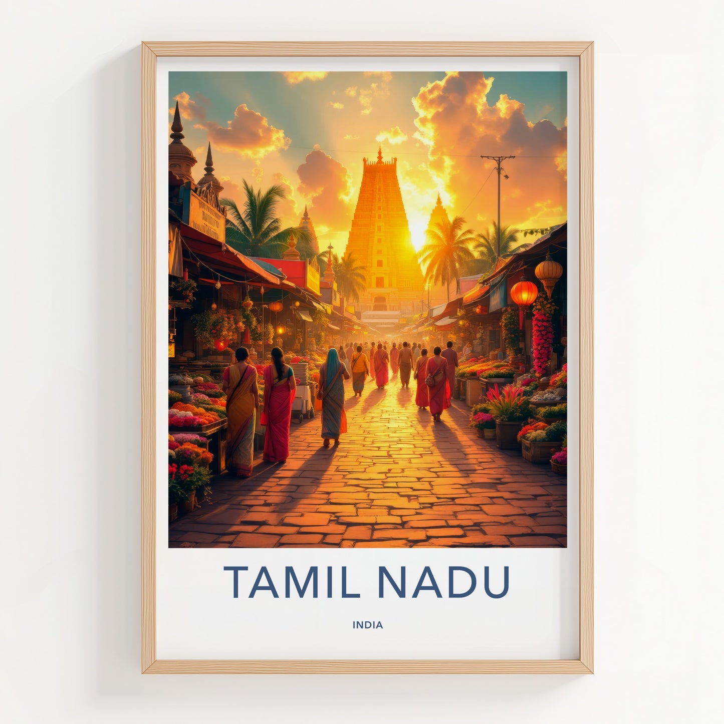 Tamil Nadu Poster - India Art Print - Tamil Nadu Golden Temple Market Home Decor