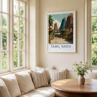 Tamil Nadu Poster - India Travel Art - Colorful Temple Town Home Decor