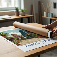 Tamil Nadu Poster - India Travel Art - Colorful Temple Town Home Decor