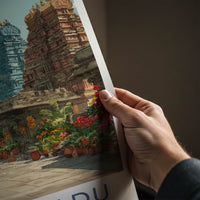 Tamil Nadu Poster - India Travel Art - Colorful Temple Town Home Decor