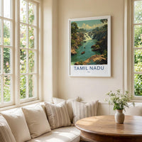 Tamil Nadu Poster - India Travel Art - Tamil Nadu Rocky River Falls Home Decor
