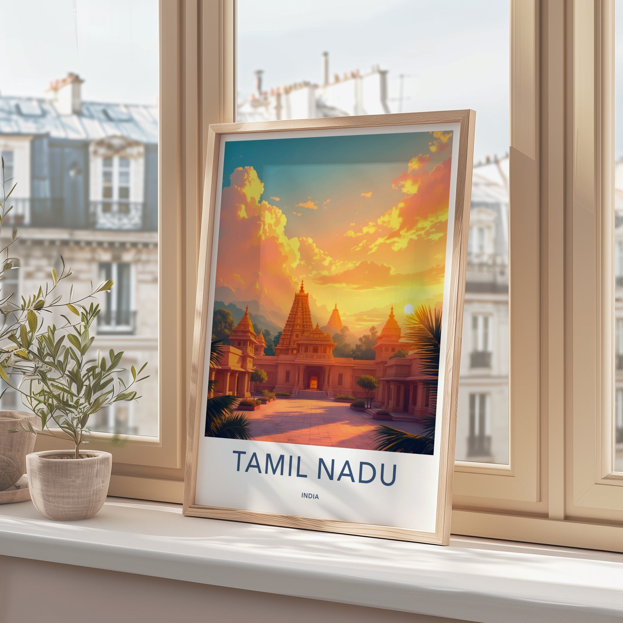Tamil Nadu Poster - India Travel Art - Tamil Nadu Sacred Temple Glow Home Decor