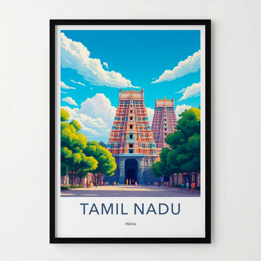 Tamil Nadu Poster - India Travel Print - Tamil Nadu Temple Gopuram Gallery Art