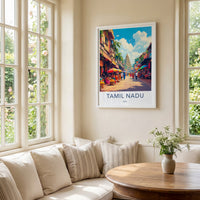 Tamil Nadu Poster - India Wall Art - Tamil Nadu Street Market Temple Gift