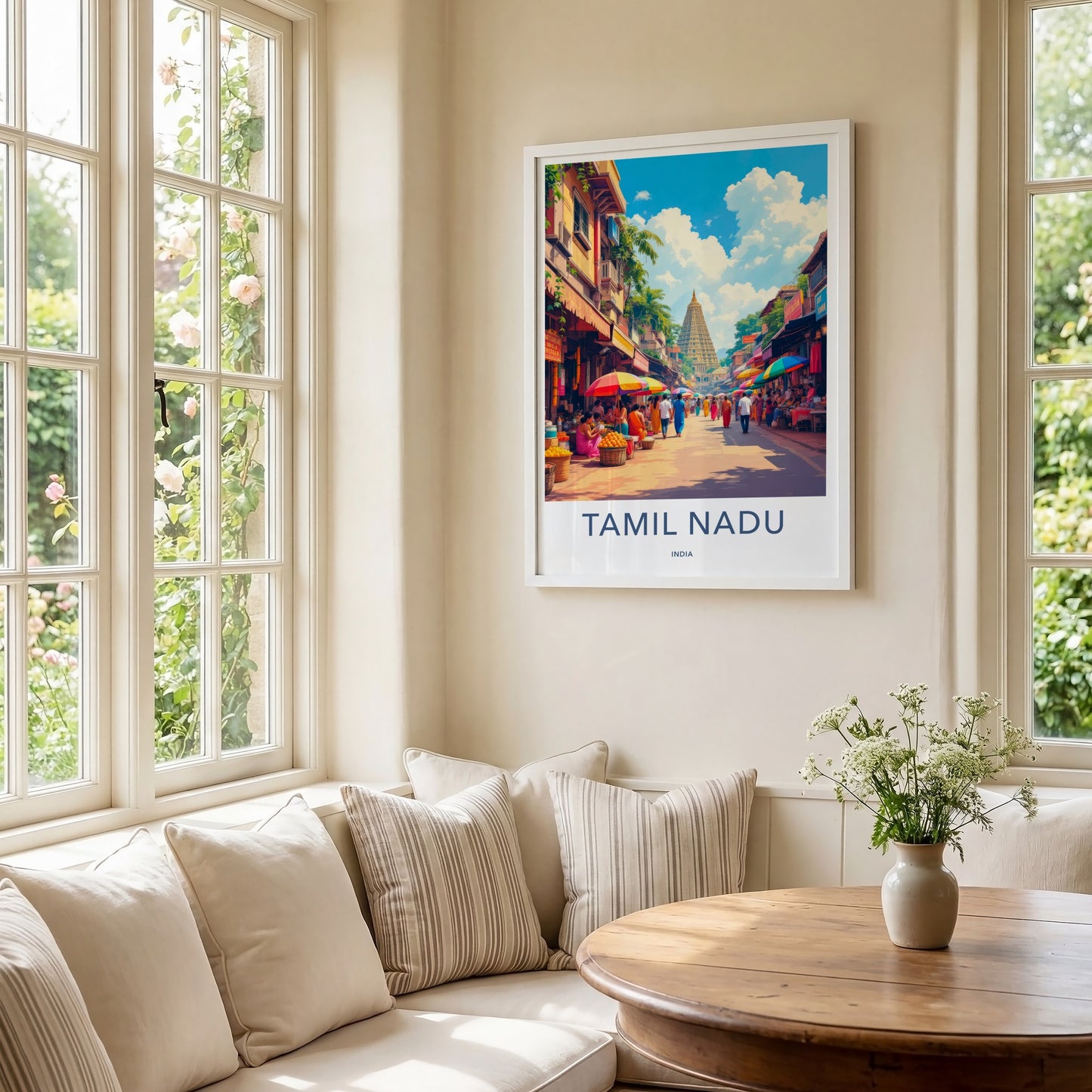Tamil Nadu Poster - India Wall Art - Tamil Nadu Street Market Temple Gift