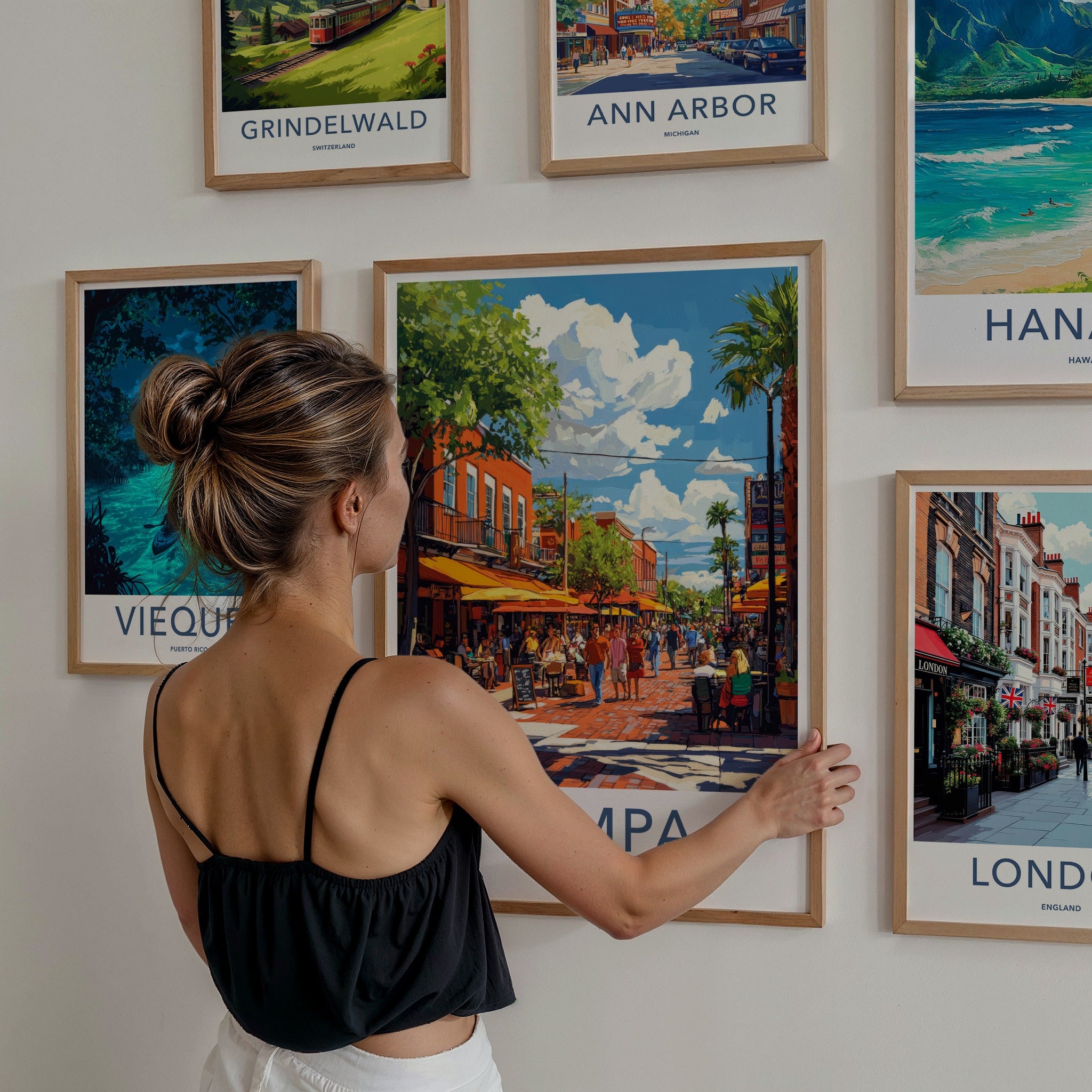 Tampa Poster - Florida Wall Art - Lively City Street Home Decor