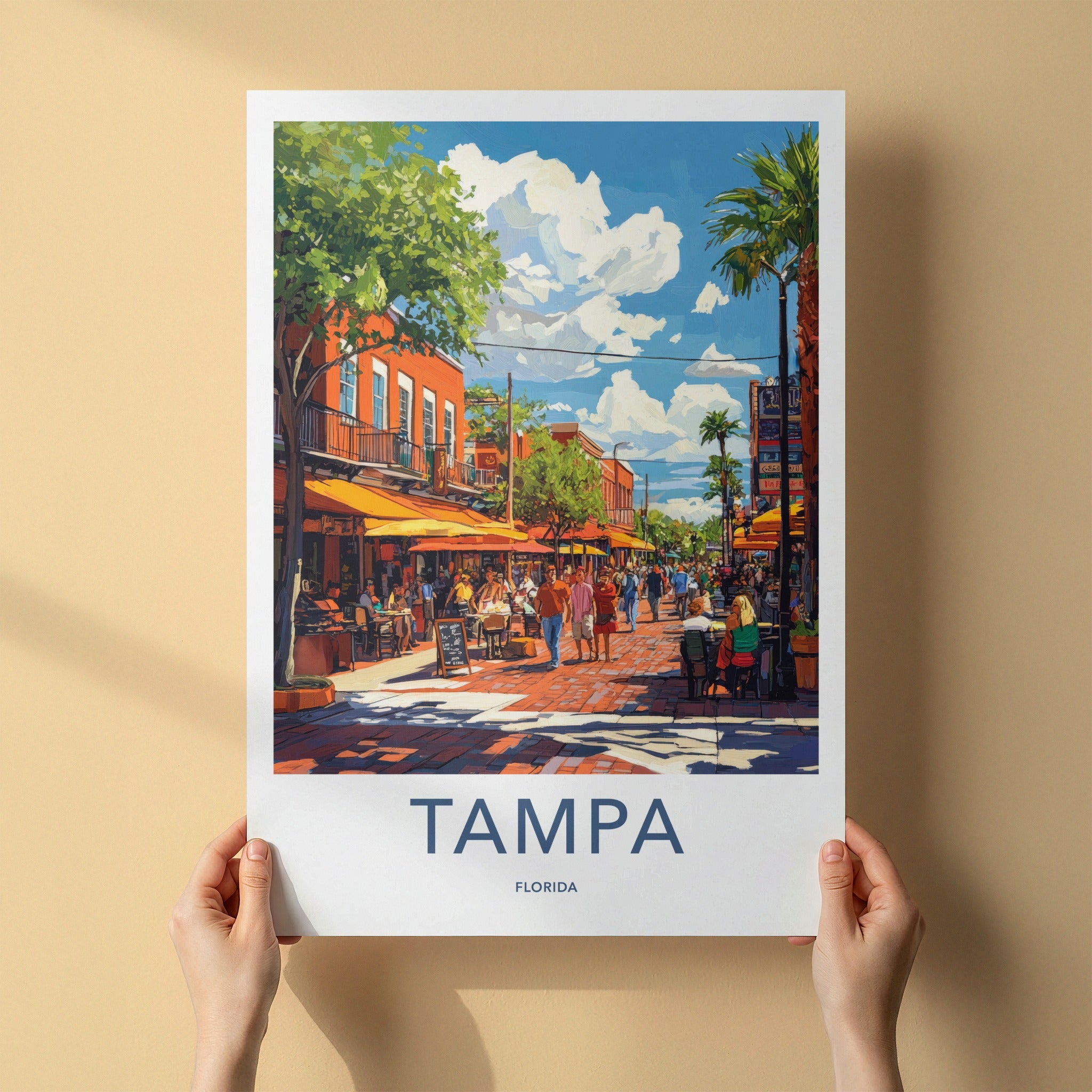 Tampa Poster - Florida Wall Art - Lively City Street Home Decor