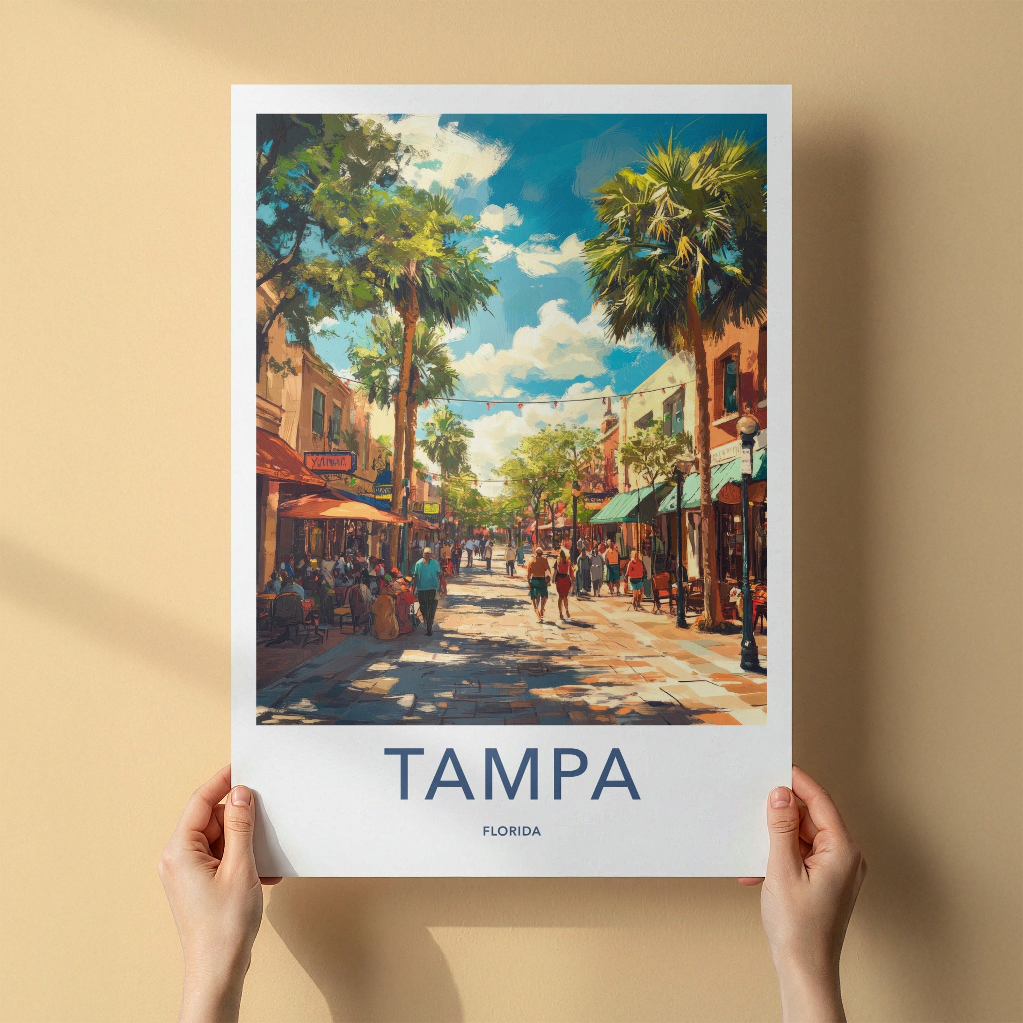 Tampa Poster - Florida Wall Art - Vibrant City Street Home Decor