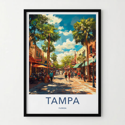 Tampa Poster - Florida Wall Art - Vibrant City Street Home Decor