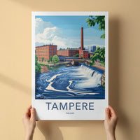 Tampere Poster - Finland Travel Art - Urban River Waterfall Home Decor