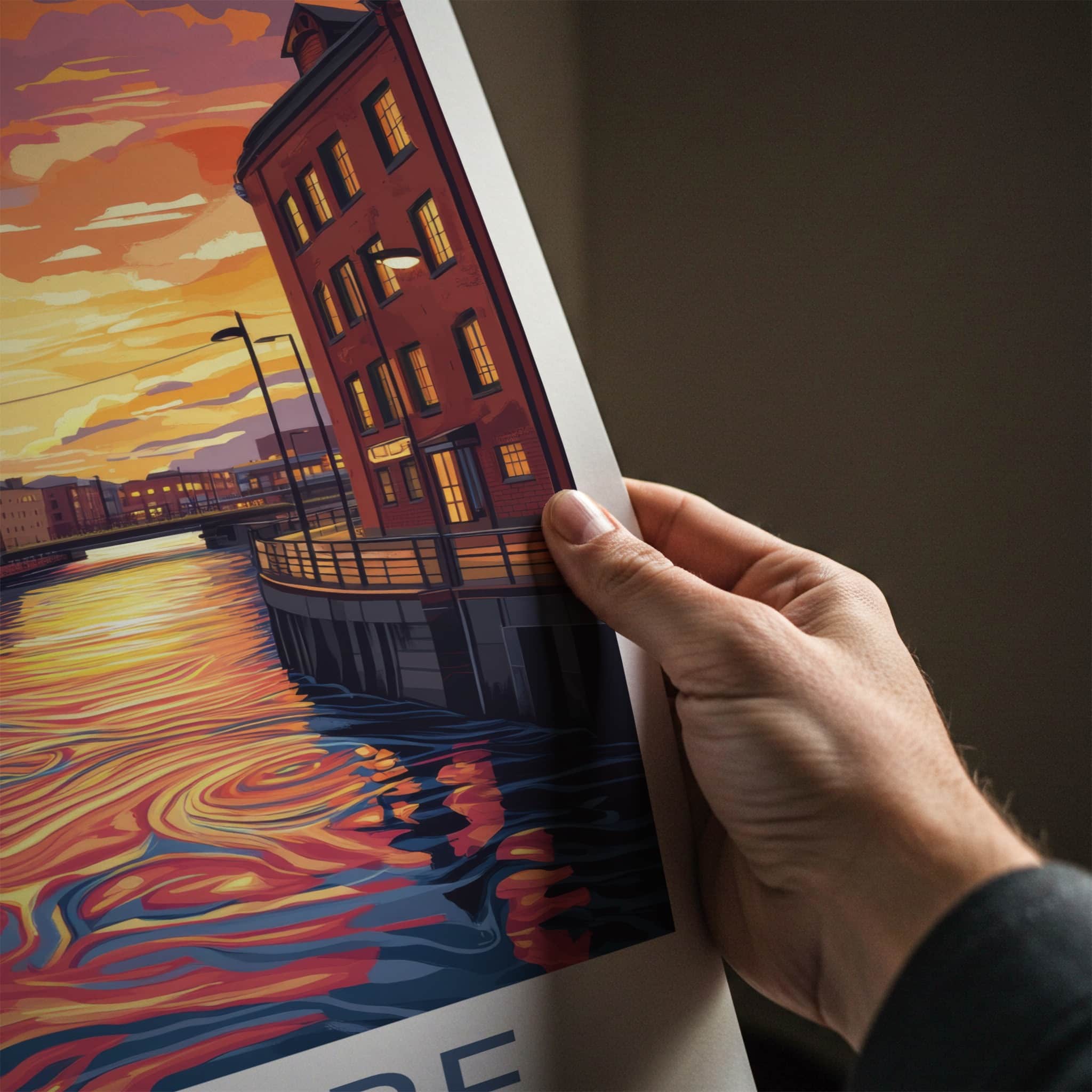 Tampere Poster - Finland Wall Art - Vibrant Canal Reflections Home Decor