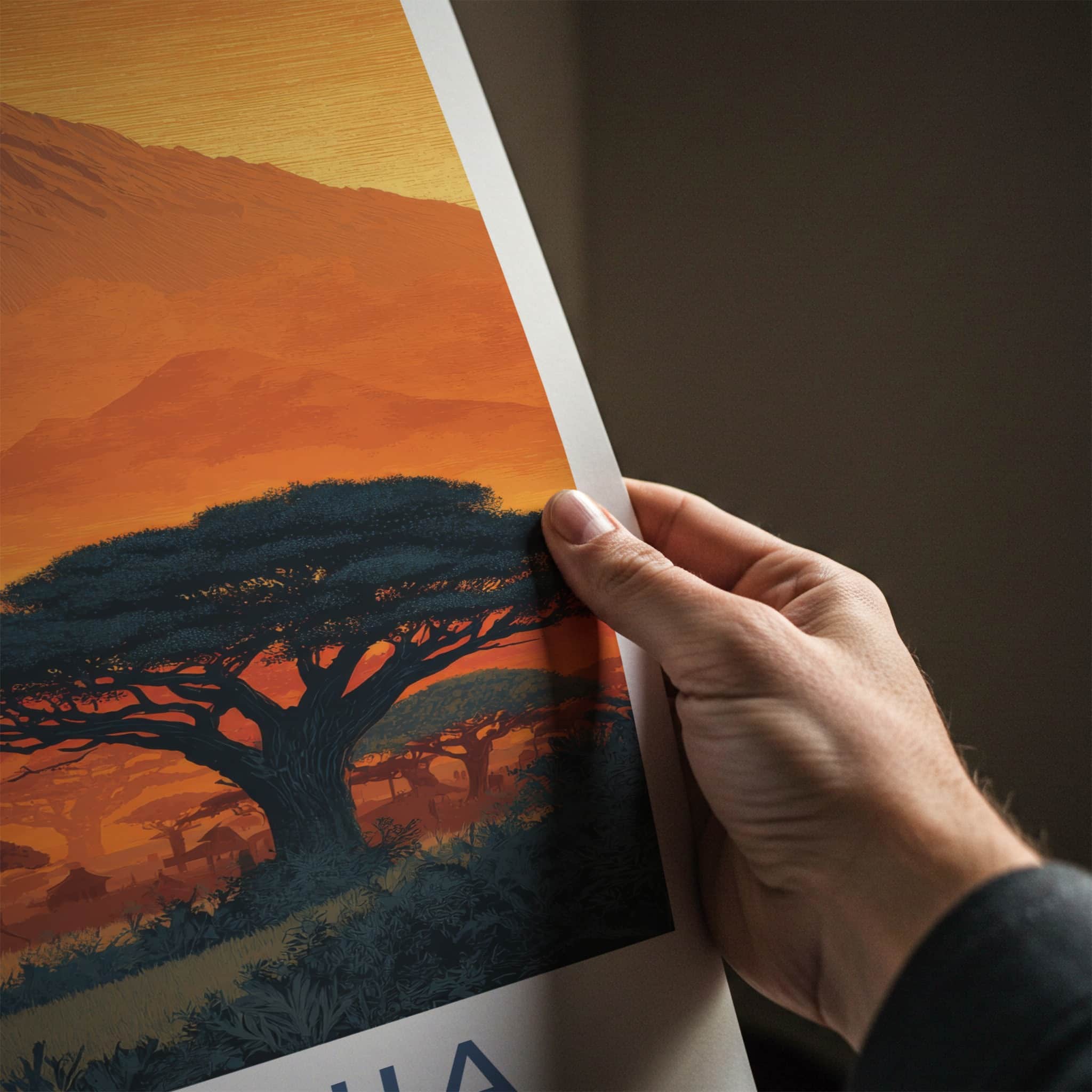 Tanzania Poster - Africa Fine Art - Savannah Elephant Kilimanjaro Gift