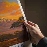 Tanzania Poster - Tanzania Travel Art - Golden Kilimanjaro Elephants Wall Decor