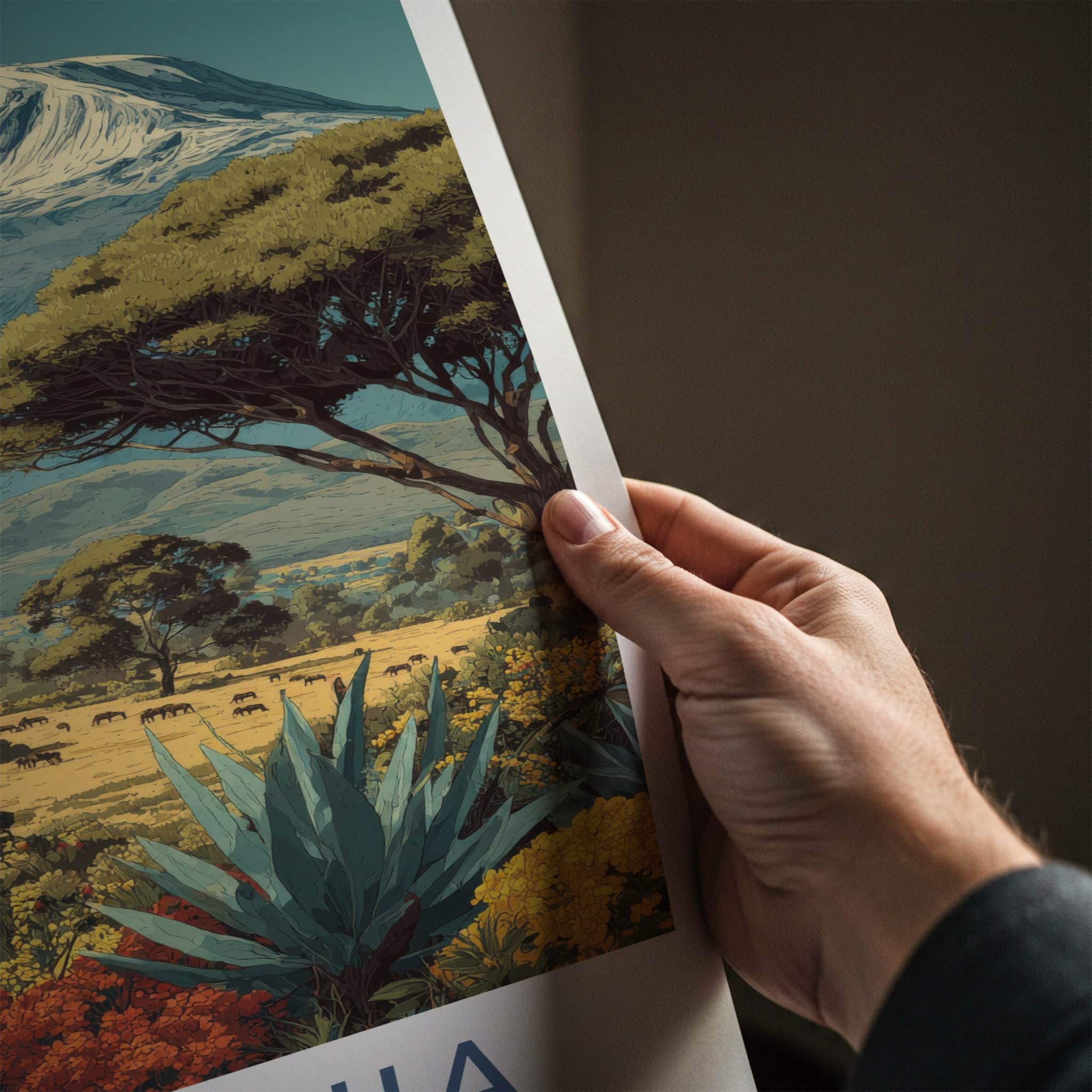Tanzania Poster - Tanzania Travel Art - Snowy Mountain Safari Gallery Art